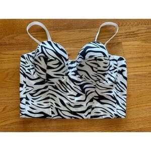ELLACCI Zebra Print Bustier Crop Top Corset - XS B cup Sassy
